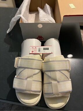 Kappa Cream/Beige Adjustable Strap Slide Sandals